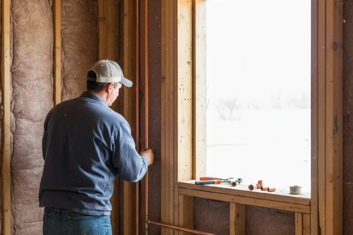 Licensed plumber running new copper supply lines in a Spokane home