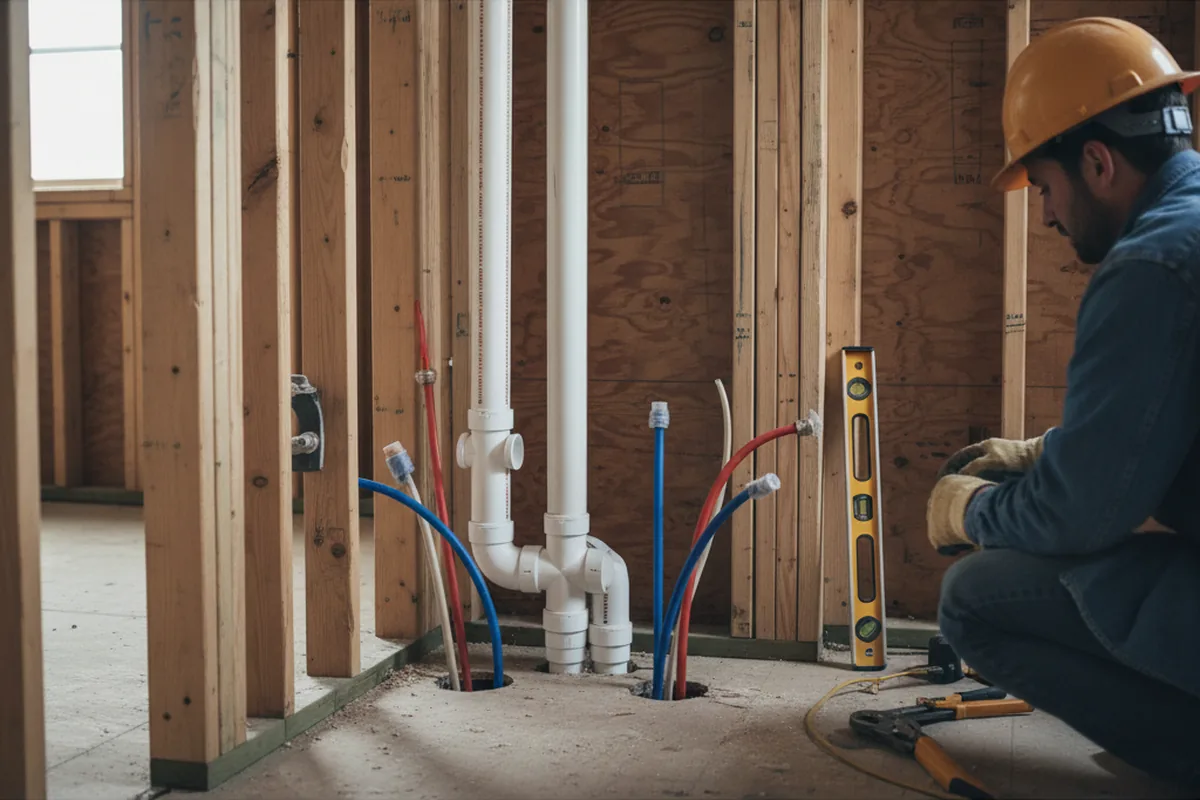Drain and supply rough-in during Drain Cleaning in Spokane